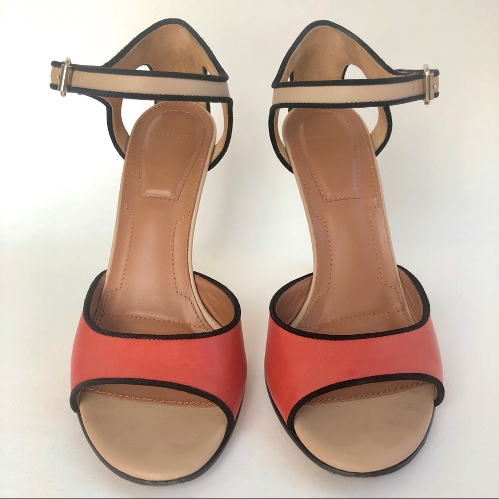 Givenchy leather high heel sandals red black sz 37
